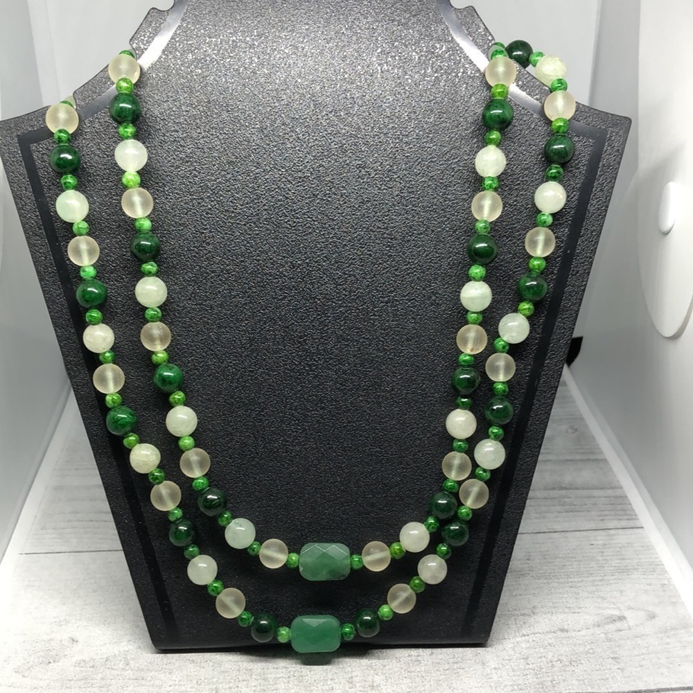 Vintage gemstone and glass bead statement necklace sterling silver 925